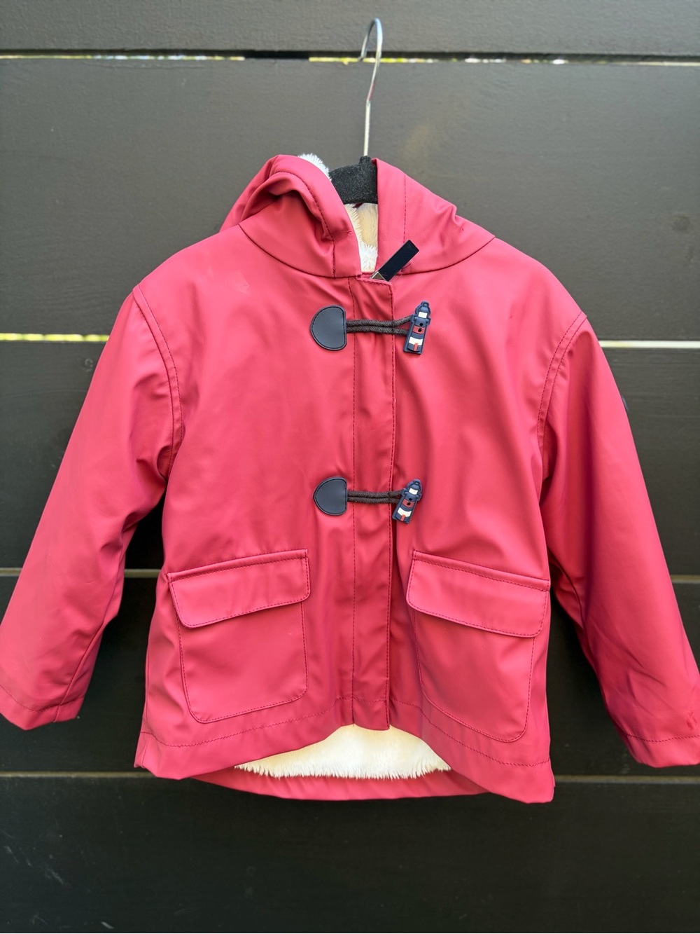 Batela Sea Style 24M Burgundy Fleece Lined Raincoat Kids Unisex Hooded Jacket